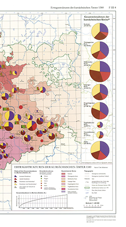 Ertragsstrukturen der kursächsischen Ämter 1580 1:650 000 mit Beiheft (F III 4)