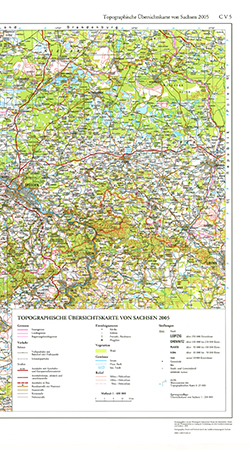 Topographische Übersichtskarte von Sachsen 2005 1:400 000 ohne Beiheft (C V 5)