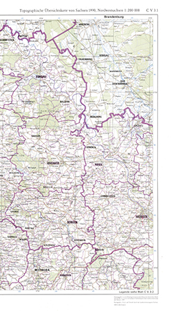 Topographische Übersichtskarte von Sachsen 1990 1:200 000 (3 Kartenblätter) ohne Beiheft (C V 3)