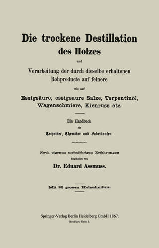Die trockene Destillation des Holzes und Verarbeitung der durch dieselbe erhaltenen Rohproducte auf feinere, wie auf Essigsäure, essigsaure Salze, Terpentinöl, Wagenschmiere, Kienruss etc.