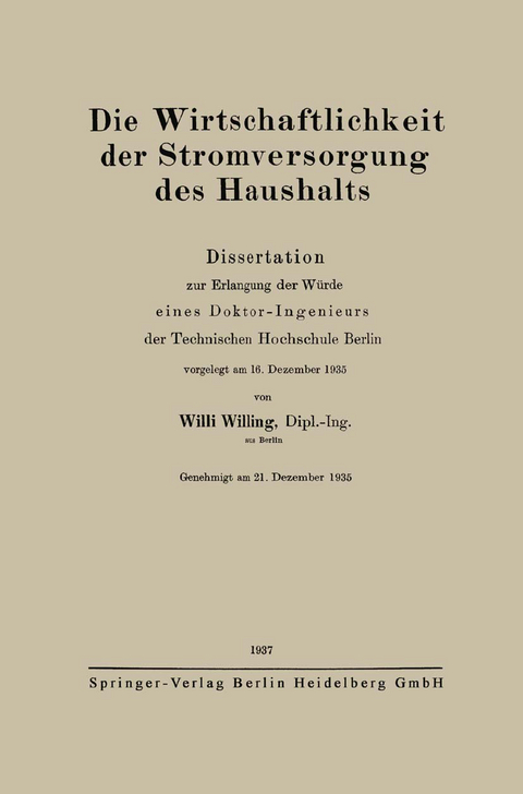 Die Wirtschaftlichkeit der Stromversorgung des Haushalts - Willi Willing