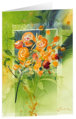 Rosen, orange - Kunst-Faltkarten ohne Text (5 Stück)