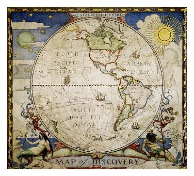 Map Of Discovery, Western Hemisphere Flat - National Geographic Maps