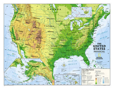 Kids Physical USA Education (Grades 4-12) Flat -  National Geographic Maps