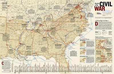 Battles Of The Civil War Flat - National Geographic Maps