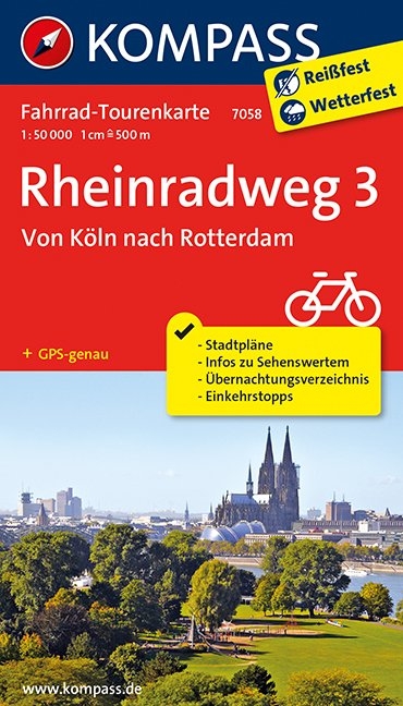Fahrrad-Tourenkarte Rheinradweg 3, Von K&ouml;ln nach Rotterdam - 