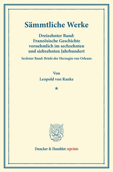 S&auml;mmtliche Werke. - Leopold von Ranke
