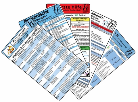Altenpflege Karten-Set 2025 - Labor Normwerte, med. Abk&uuml;rzungen, Medikamente - Haltbarkeit nach Anbruch, Erste Hilfe, Naturheilmedizin in der Pflege - 