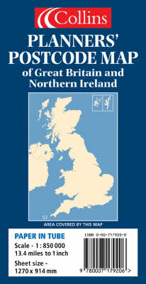 Planners&rsquo; Postcode Area Map of Great Britain and Northern Ireland