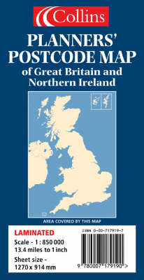 Planners&rsquo; Postcode Area Map of Great Britain and Northern Ireland