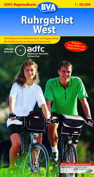 ADFC-Regionalkarte Ruhrgebiet West mit Tagestouren-Vorschl&auml;gen, 1:50.000