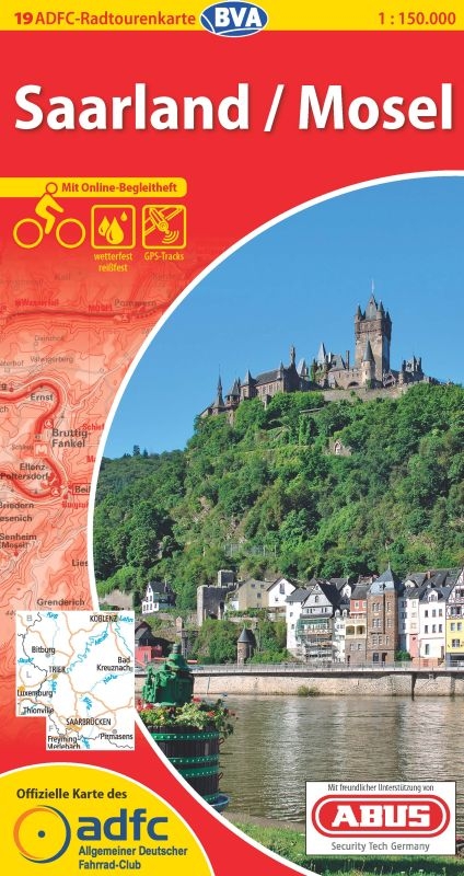 ADFC-Radtourenkarte 19 Saarland /Mosel 1:150.000, rei&szlig;- und wetterfest, GPS-Tracks Download und Online-Begleitheft