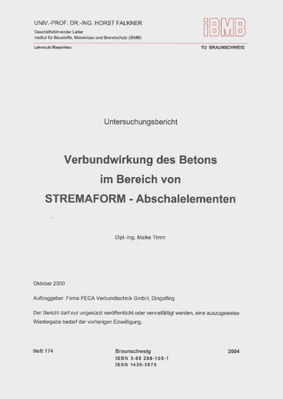 Verbundwirkung des Betons im Bereich von STREMAFORM - Abschalelementen - Untersuchungsbericht Oktober 2000