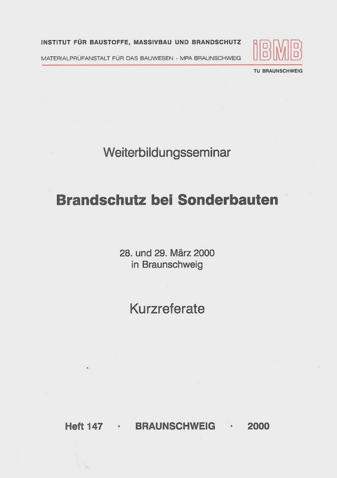 Weiterbildungsseminar Brandschutz bei Sonderbauten - 