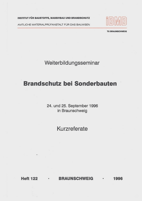 Weiterbildungsseminar Brandschutz bei Sonderbauten - 