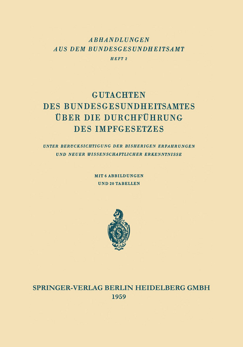Gutachten des Bundesgesundheitsamtes &uuml;ber die Durchf&uuml;hrung des Impfgesetzes