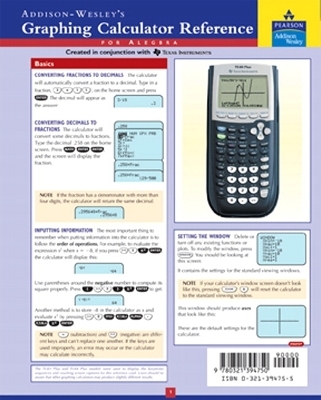 Graphing Calculator Reference Card - Darren Ripley