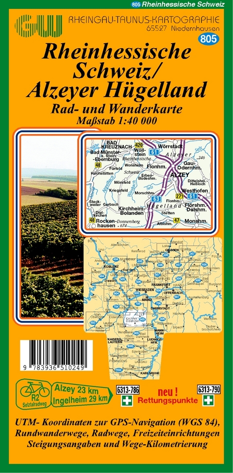 805 Rheinhessische Schweiz /Alzeyer H&uuml;gelland mit Rettungspunkten