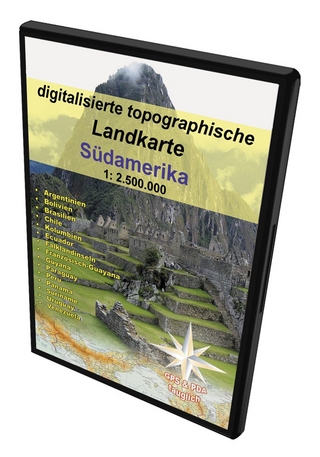 Digitalisierte topografische Südamerika-Landkarte