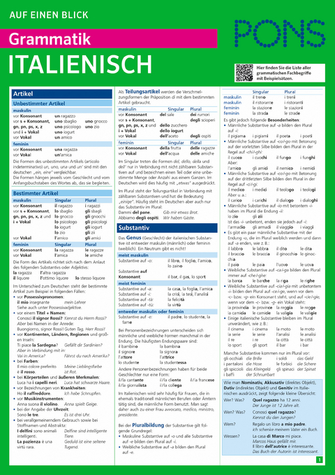 PONS Grammatik auf einen Blick Italienisch