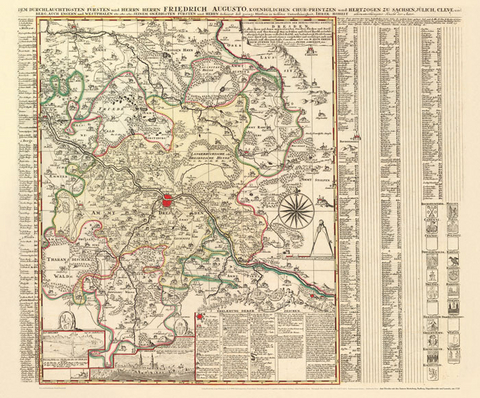 Historische Karte: Amt Dresden mit den Ämtern Moritzburg, Radberg, Dippoldiswalde und Lausnitz, um 1750 (Plano) - Peter (der Jüngere) Schenk