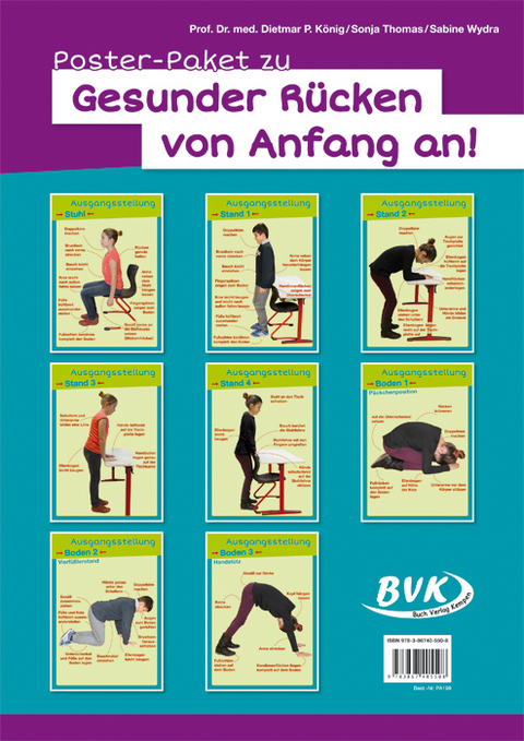 Poster-Paket zu Gesunder R&uuml;cken von Anfang an! - Dietmar Pierre K&ouml;nig, Sabine Wydra, Sonja Thomas