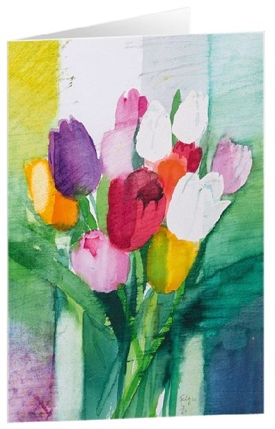 Kunstkarten "Tulpenstrau&szlig; 2" - 5 St&uuml;ck