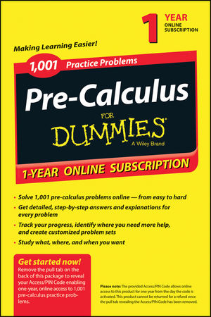 1,001 Pre-Calculus Practice Problems for Dummies Access Code Card (1-Year Subscription) -  Consumer Dummies