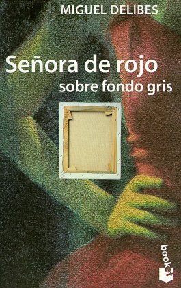 Senora de rojo sobre fondo gris