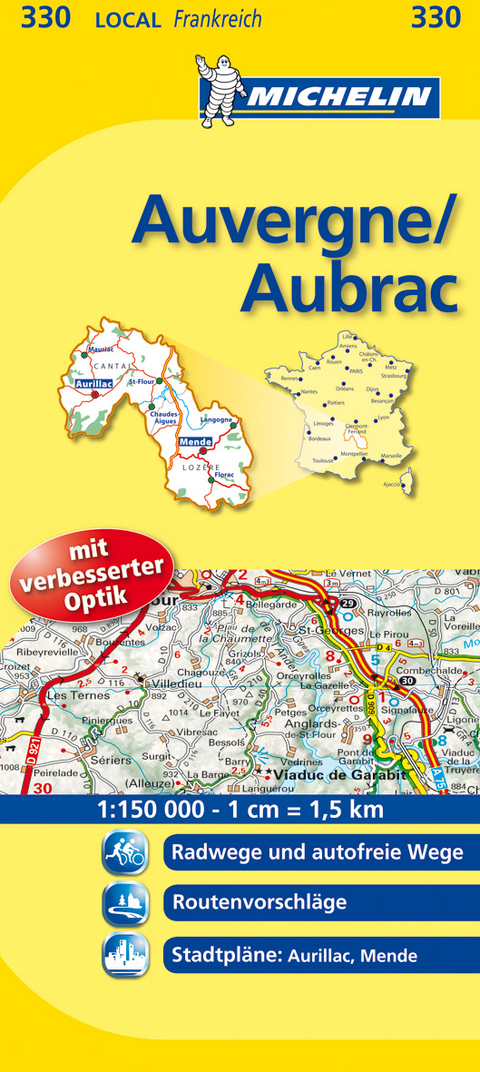 Michelin Karte Auvergne, Aubrac. Cantal, Loz&egrave;re