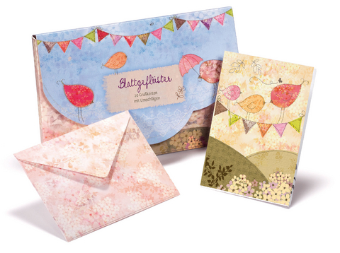 Blattgefl&uuml;ster Gru&szlig;karten-Set
