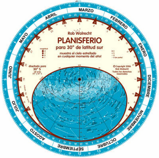 PLN-S30Sp Spanish Planisferio for 30 Degrees South