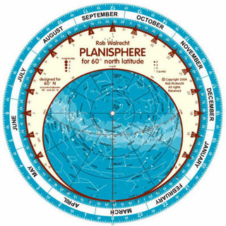 Planisphere for 60 Degrees North Latitude (English)