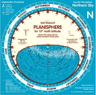 Planisphere for 10 Degrees North Latitude for the Equator Area
