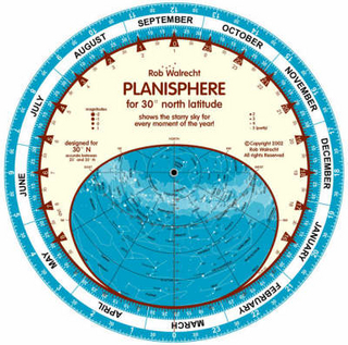 Planisphere for 30 Degrees North Latitude