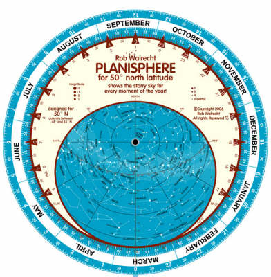 Planisphere for 50 Degrees North Latitude - Rob Walrecht