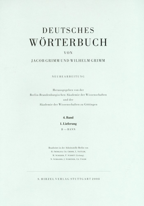Grimm, Dt. W&ouml;rterbuch Neubearbeitung