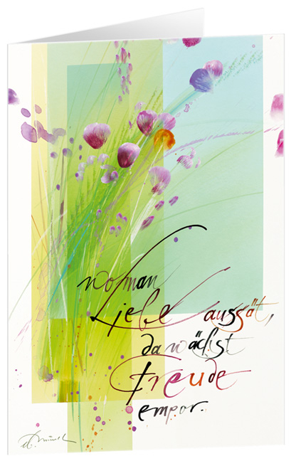 Liebe und Freude - Kunst-Faltkarten mit Text (5 St&uuml;ck) - 