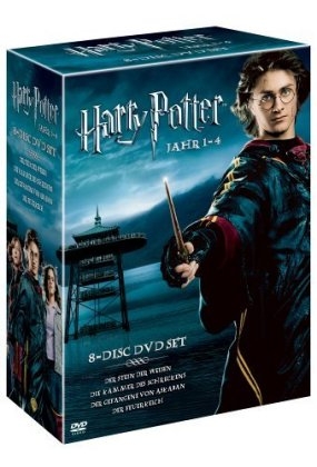 Harry Potter, Jahr 1-4, 8 DVDs, dtsch. u. engl. Version