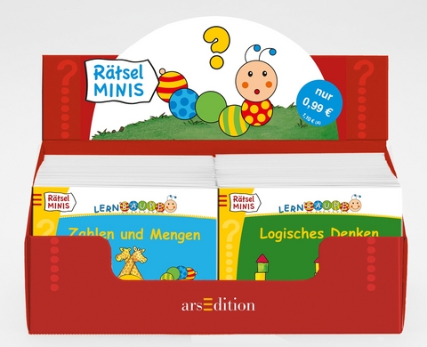 Display R&auml;tsel-Minis Lernraupe