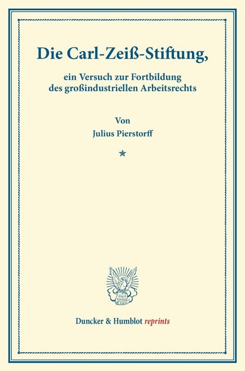 Die Carl-Zei&szlig;-Stiftung, - Julius Pierstorff