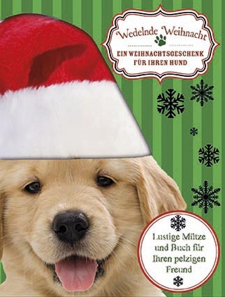 Wedelnde Weihnacht - ein Weihnachtsgeschenk für Ihren Hund, mit Weihnachtsmütze