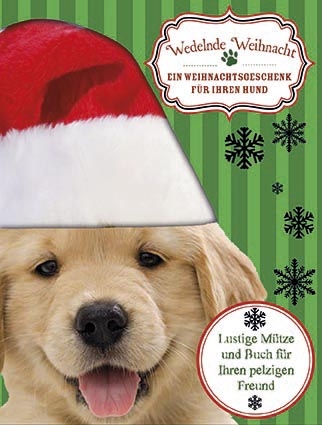 Wedelnde Weihnacht - ein Weihnachtsgeschenk f&uuml;r Ihren Hund, mit Weihnachtsm&uuml;tze