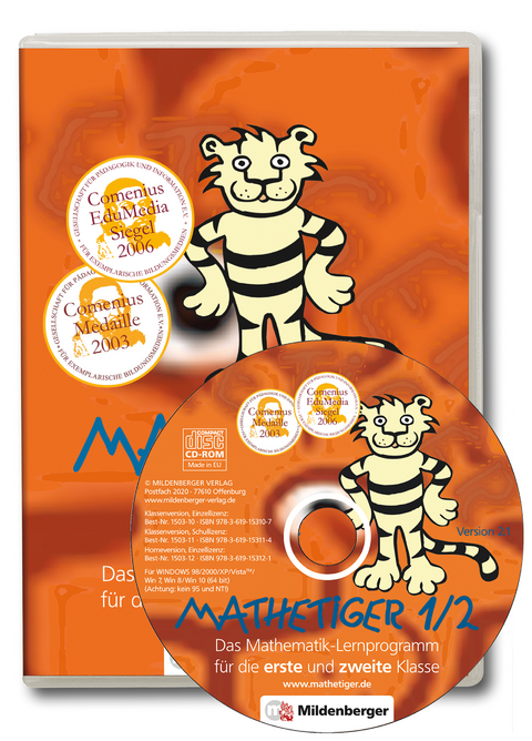 Mathetiger 1/2. Lernprogramm f&uuml;r 1. und 2. Klasse / Mathetiger 1/2, Klassenversion, Schullizenz, CD-ROM