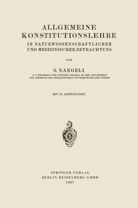 Allgemeine Konstitutionslehre - Otto Naegeli