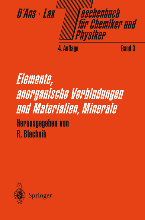 Taschenbuch f&uuml;r Chemiker und Physiker - 
