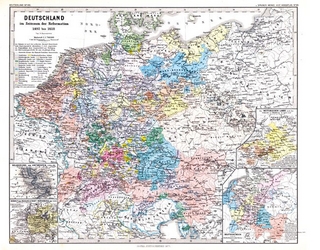Historische REFORMATIONSKARTE: Die Reformation - DEUTSCHLAND 1492 bis 1618 (Plano)