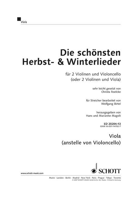 Die sch&ouml;nsten Herbst- und Winterlieder - 
