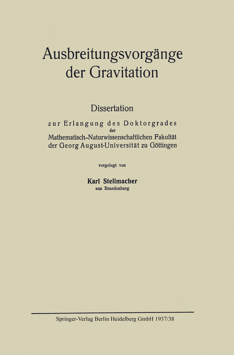 Ausbreitungsvorg&auml;nge der Gravitation - Karl Stellmacher