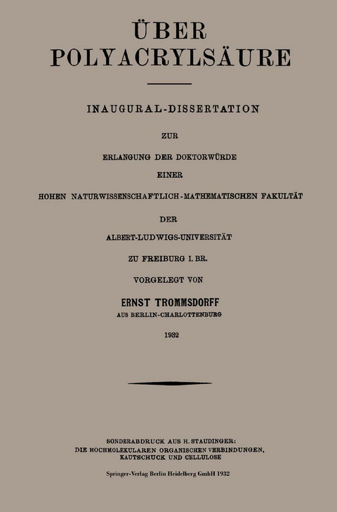&Uuml;ber Polyacryls&auml;ure - Ernst Trommsdorff